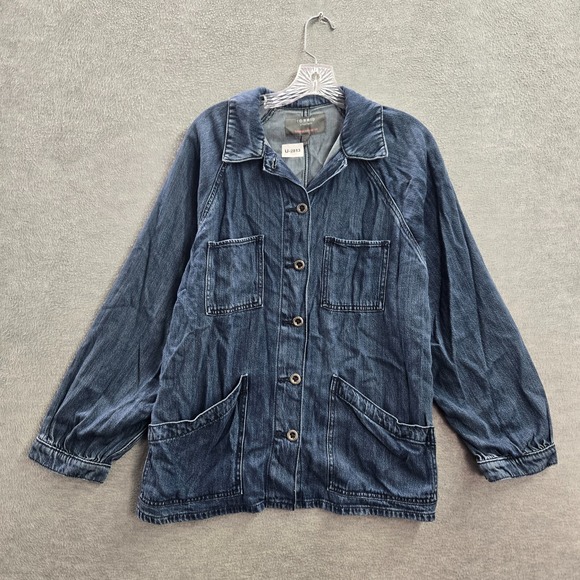 Torrid Women Jacket 1 Blue Jean Denim Pockets Long Sleeve Button Up Collar - Picture 1 of 10